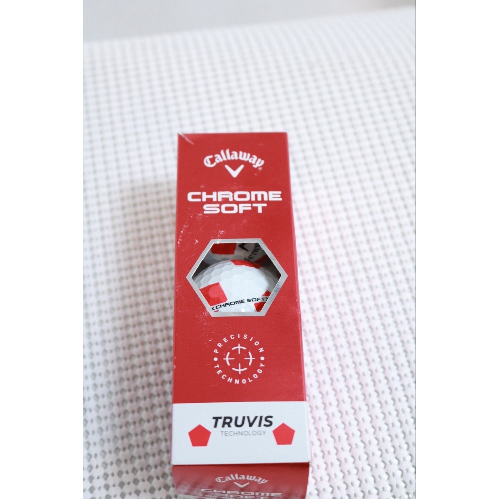Callaway Chrome Soft Truvis Golf Balls White Red 3 Pack Precision Technology